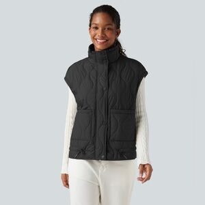 🖤Durable Water Repellent High Neck Drawstring Hem Casual Quilted Black Vest NWT